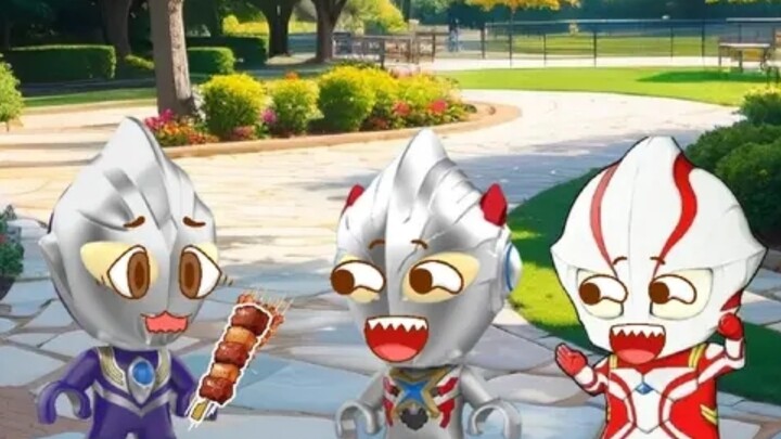 Little Tiga chia sẻ tất cả xiên thịt cừu của mình với những Ultramen nhỏ khác.