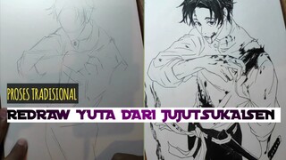 Proses Tradisional Drawing Redraw Yuta dari Jujutsukaisen