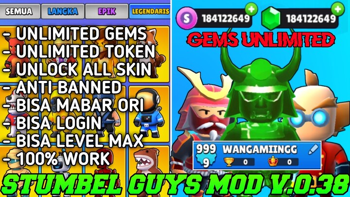 NEW UPDATE‼️STUMBEL GUYS MOD 2022 VERSI 0.38 || UNLOCK ALL SKIN,GEMS UNLIMITED - STUMBEL GUYS