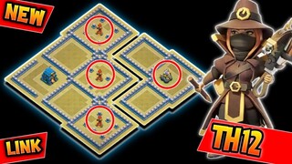 NEW TH12 WAR BASE WITH LINK REPLAY PROOF | ANTI ZAP WITCHES & E-DRAGS | ANTI 3 STAR | CLASH OF CLANS