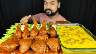 HUGE SPICY CHICKEN CURRY, JEERA RICE, KADHI PAKORA, CHICKEN GRAVY MUKBANG ASMR EATING SHOW |