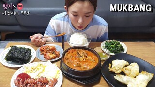 리얼먹방:) 햄지네 백반 (ft. 김치찌개,생선구이,시금치무침,소세지,계란후라이,김)ㅣkorean home mealㅣREAL SOUNDㅣASMR MUKBANGㅣ