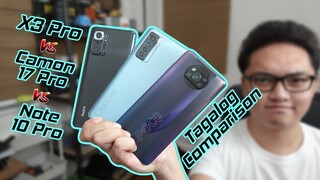 POCO X3 Pro VS Tecno Camon 17 Pro VS Xiaomi Redmi Note 10 Pro! - Which One? (Tagalog)