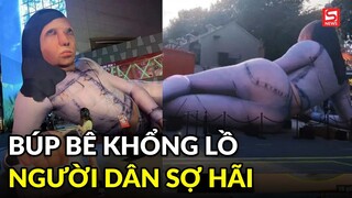 Búp bê thời trang khổng lồ nằm trên phố khiến người dân Trung Quốc sợ hãi