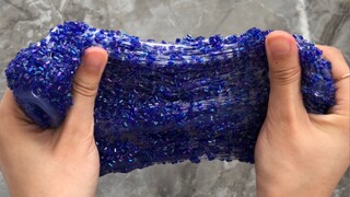 [DIY][ASMR]Đập hộp slime mới màu xanh