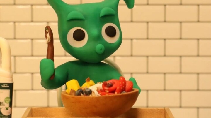 Animasi stop-motion plastisin｜Pembuatan mangkuk yogurt yang mendalam untuk makanan pengurang lemak p