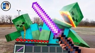 Minecraft in Real Life POV - ZOMBIE APOCALYPSE BATTLE Realistic Minecraft 創世神第一人稱真人版