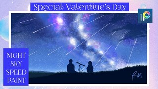 Night Sky Illustration Making Speed Paint | Special Valentine's Day | ibisPaintX #02