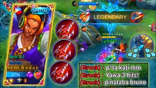 BRUNO DAMAGE HACK!! GROCK 3 HITS | MASTER BODAK | TOP GLOBAL/PHILIPPINES BRUNO | - Mobile Legends