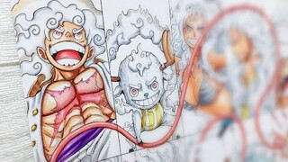 GEAR 5 Special | Drawing StrawHat Crews as Sun God Nika | One Piece |  ワンピース | Version 2