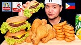 BURGER FRIED CHICKEN ONION RINGS | PINOY MUKBANG collab w/ @Angel Mendoza in Seoul