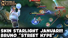 KEREN BANGET!! 😱 REVIEW SKIN STARLIGHT JANUARI "BRUNO - STREET HYPE" | MOBILE LEGENDS BANG BANG