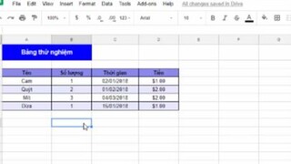 Sử dụng hàm trong bảng tính Google