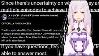 Re Zero Season 3 Episode 1 Confirmed to be 90 Minutes Long and Its Already Finished