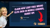 How to get free permanent Bruno Elite Skin in Mobile Legends New Web event Cambodia server