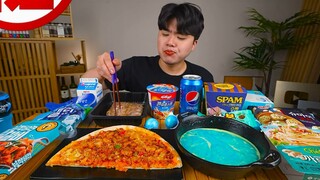 Mukbang toàn đồ màu xanh nước biển #mukbang #mukbangASMR