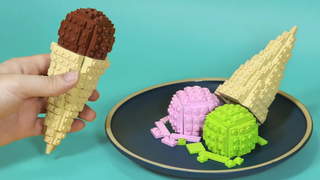 กิน LEGO Rainbow Ice Cream - Mukbang Lego Food IRL/ Stop Motion Cooking & ASMR