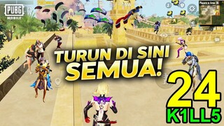 MENGERIKAN! SEMUA ORANG TURUN DISINI! FULL RUSH TEMBUS 24 KILLS! - PUBG MOBILE