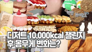 디저트 만칼로리 했는데 왜 살이 빠졌지, 평소에 얼마나 먹은 거냐고😂(케이크 한 판 퍼먹기, 크로플, 편의점 신상 디저트, 서브웨이, 쿠키, 스타벅스 케이크, 먹방 브이로그)