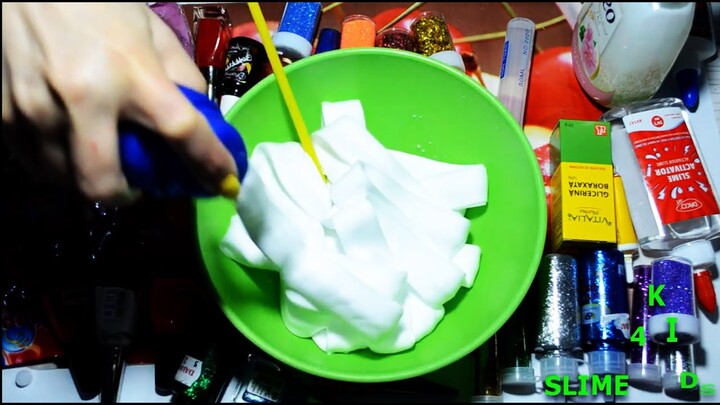Testing How to Make a Slime with Ingredients Glue, Water, Borax Glycerin and Shaving Foam