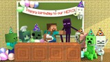 Monster School: Herobrine's Birthday Challenge - Funny Story | Minecraft Animation