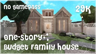 One-Story Budget Family House | No gamepass | Speedbuild & Tour | Roblox Bloxburg | Tapioca