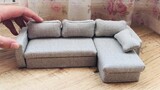 [Proses pembuatan miniatur]  Ruang tamu mini, sofa buatan sendiri