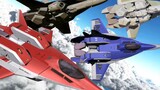 Pháo đài siêu kích thước Mecha Genesis Zero Fighter Alpha Fighter, bay vút cao trên bầu trời. . . .
