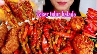 ASMR CEKER TELUR BALADO + TUMIS BAYAM + EBI FURAI | ASMR MUKBANG INDONESIA