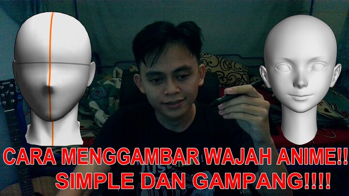 cara menggambar wajah anime simple