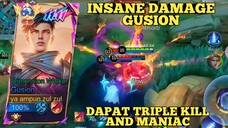 insane damage gusion, dapat triple kill and maniac