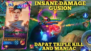 insane damage gusion, dapat triple kill and maniac