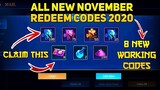 NEW 8 REDEEM CODES IN MOBILE LEGENDS | THIS NOVEMBER 2020 | REDEEM NOW (WITH PROOF) || MLBB