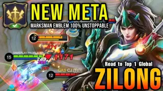 NEW META!! 100% Unstoppable Zilong with Marksman Emblem - Road to Top 1 Global Zilong ~ MLBB