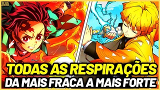 TODAS AS 16 RESPIRAÇÕES DE DEMON SLAYER DA MAIS FRACA A MAIS FORTE - KIMETSU NO YAIBA