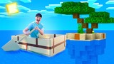 SPENDING 24 HOURS IN A REAL MINECRAFT BOAT!