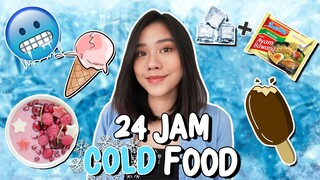 24 JAM MAKAN MAKANAN DINGIN! INDOMIE + ES BATU?