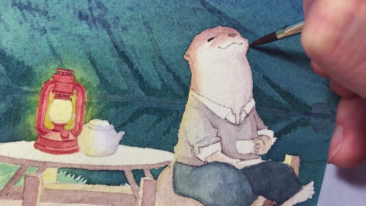 The drawing process of the last page of Mr. Otter's new neighbor~