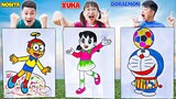 Hà Sam Thử Thách Tô Màu Tranh Vẽ Nobita , Xuka Và Tô Màu Doraemon Khổng Lồ - Ai Tô Màu Đẹp Nhất ?