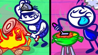 Pencil man grilling with super power【Creative pencil animation】