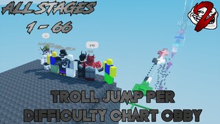 TROLL Jump Per Difficulty Chart Obby 2 [All Stages 1-66] (ROBLOX Obby)