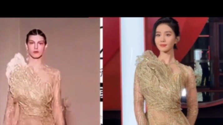 Liu Shishi vs model haute couture comparison