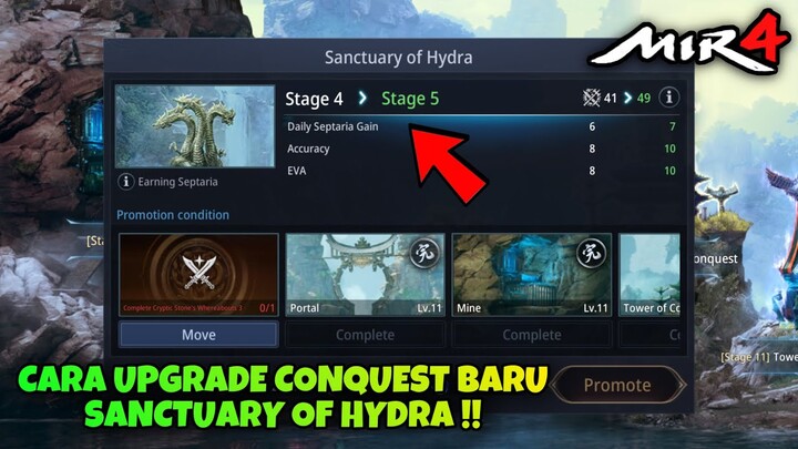 TIPS CARA UPGRADE CONQUEST TERBARU SANCTUARY OF HYDRA STAGE 1 - 2 !! MIR4 Indonesia