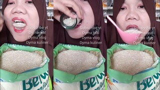 DYMA KULINER 💕ASMR RAW RICE EATING 💕Makan Beras Mentah💕 #shorts #mukbang @dymavlog @Dymakuliner