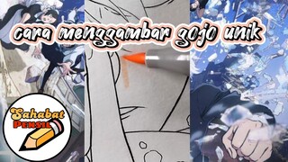 cara menggambar gojo satoru