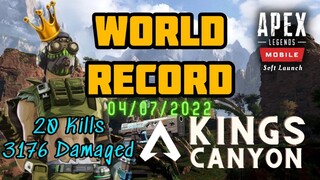 WORLD RECORD in HD Graphics | KINGS CANYON | APEX LEGENDS MOBILE | KING OF KINGS CANYON 04/07/2022