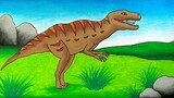 Cara menggambar dinosaurus tirex || Belajar menggambar dan mewarnai dengan crayon