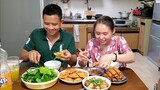 Vợ Làm 3 Món Bánh Tép Chả Giò Trứng Lộn Xào Me | Út Đạt | Cuộc Sống Nhật | # 307