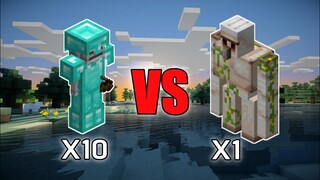 MINECRAFT: 10 Skeleton Full Set Diamonds VS 1 Iron Golem