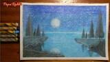 Scenery drawing.  Easy Oil pastel Drawing for Beginner Step by Step
